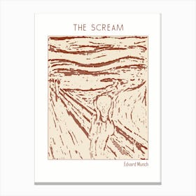 Line Art Minimalist – The Scream – Edvard Munch – Classic Painting 1 Canvas Print