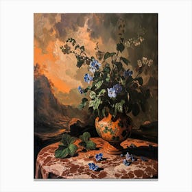 Baroque Floral Still Life Periwinkle 3 Canvas Print