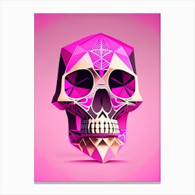 Skull With Geometric Designs 1 Pink Mexican Canvas Print