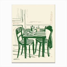 Espresso Breakfast Holidays Green Line Art Illustration Canvas Print