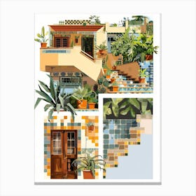 House With Potted Plants Canvas Print