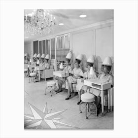 Beauty Salon, Vintage Black and White Old Photo Canvas Print