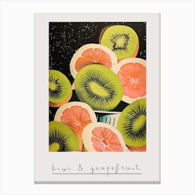 Art Deco Kiwi & Grapefruit Poster Canvas Print