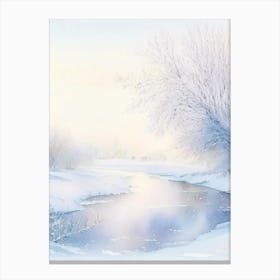 Frozen River Waterscape Gouache 3 Canvas Print