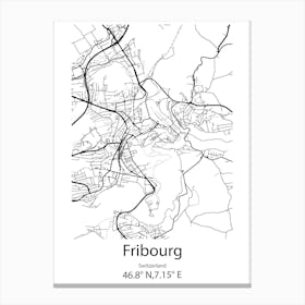 Fribourg,Switzerland Minimalist Map Canvas Print