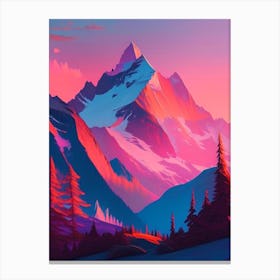 Canadian Rockies Sunset Dreamy Landscape Canvas Print