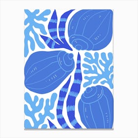 Blue Sea Shells Ocean Collection Boho Canvas Print