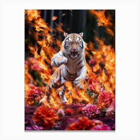 Floral Blaze Tiger 1 Canvas Print