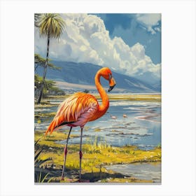 Greater Flamingo Lake Natron Tanzania Tropical Illustration 6 Canvas Print