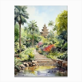 Nong Nooch Tropical Garden Watercolour 2 Canvas Print