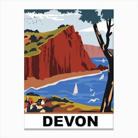 Devon, Sailing Boats Near The Coast Canvas Print
