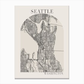 Seattle Washington Boho Minimal Arch Full Beige Color Street Map 1 Canvas Print