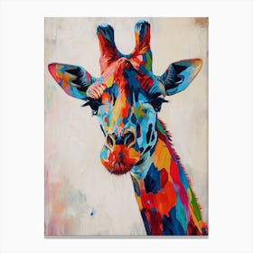 Giraffe Portrait Oil Painting Inspired 2 Canvas Print