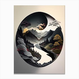 Landscapes 10, Yin and Yang Illustration Canvas Print