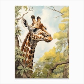 Storybook Animal Watercolour Giraffe 2 Canvas Print