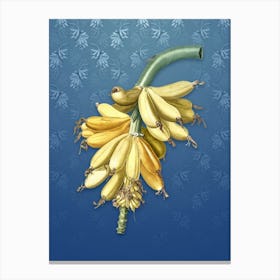 Vintage Banana Botanical on Bahama Blue Pattern n.2047 Canvas Print
