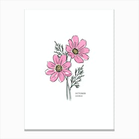 October Pink Cosmos Birth Flower Canvas Print