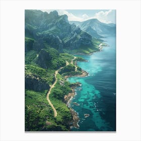 Aerial View Of A Mountain Road Canvas Print