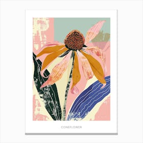 Colourful Flower Illustration Poster Coneflower 4 Canvas Print