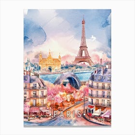 Paris Watercolor Painting Canvas Print