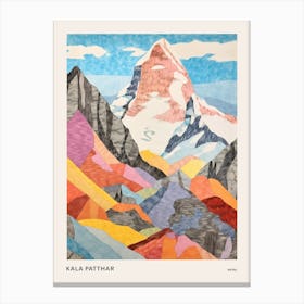 Kala Patthar Nepal 1 Colourful Mountain Illustration Poster Canvas Print