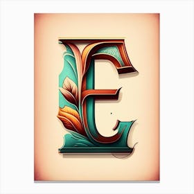 E, Letter, Alphabet Retro Drawing 1 Canvas Print