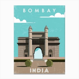 Bombay, India — Retro travel minimalist poster Canvas Print