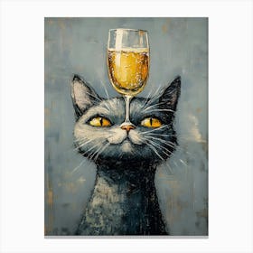 Cat Balances Wine 9 Canvas Print