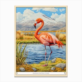 Greater Flamingo Andean Plateau Chile Tropical Illustration 3 Poster Canvas Print