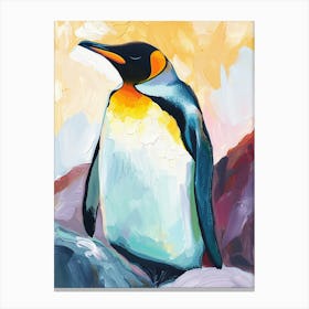 King Penguin Signy Island Colour Block Painting 4 Canvas Print