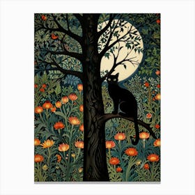 Cat In A Tree Style William Morris 1 Canvas Print