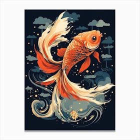 Goldfish Animal Drawing In The Style Of Ukiyo E 4 Canvas Print