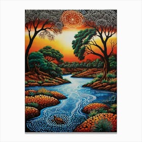 Default Australian Aboriginal Dot Painting Style Art Landscape 0 (6) Canvas Print