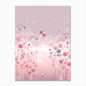 Pink Flowers In The Sky VECTOR ART 1 Canvas Print