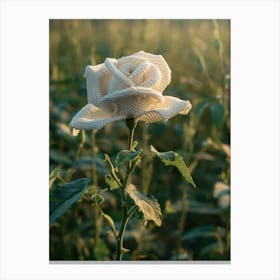 White Rose Knitted In Crochet 2 Canvas Print