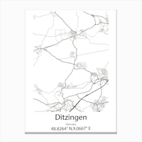 Ditzingen,Germany Minimalist Map Canvas Print