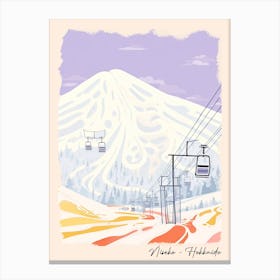 Poster Of Niseko   Hokkaido, Japan, Ski Resort Pastel Colours Illustration 1 Canvas Print