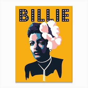 Billie Holiday Jazz Icon Yellow Canvas Print