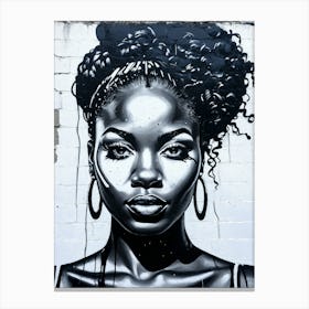 Graffiti Mural Of Beautiful Black Woman 260 Canvas Print