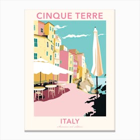 Cinque Terre, Italy, Flat Pastels Tones Illustration 2 Poster Canvas Print