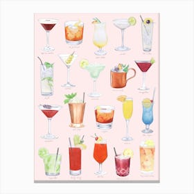 Cocktails on Pink Canvas Print