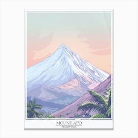 Mount Apo Philippines Color Line Drawing 5 Poster Canvas Print