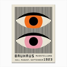 Bauhaus Pink Orange Eyes Geometric Canvas Print