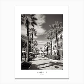 Poster Of Marbella, Spain, Black And White Analogue Photography 4 Canvas Print