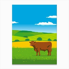 Cow In The Field Canvas Print