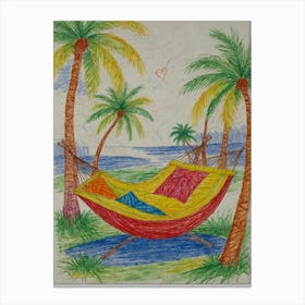 Hammock With Palm Trees Canvas Print