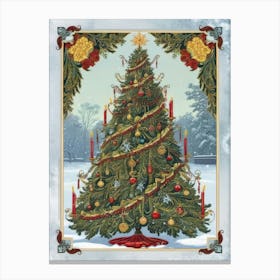 Tree Chrismas Style William Morris Canvas Print