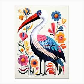 Scandinavian Bird Illustration Pelican 3 Canvas Print