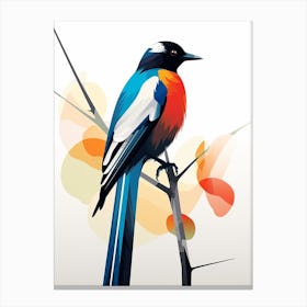 Colourful Geometric Bird Magpie 5 Canvas Print