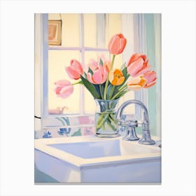 A Vase With Tulip, Flower Bouquet 4 Canvas Print